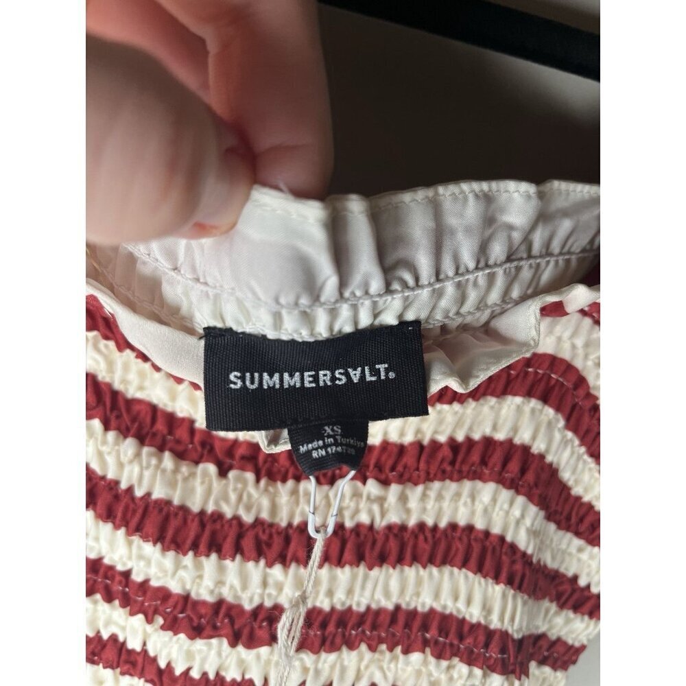 Summersalt NWT Silky Luxe Smocked Maxi Dress Nautical Stripe in Sedona Red XS - Picture 6 of 10